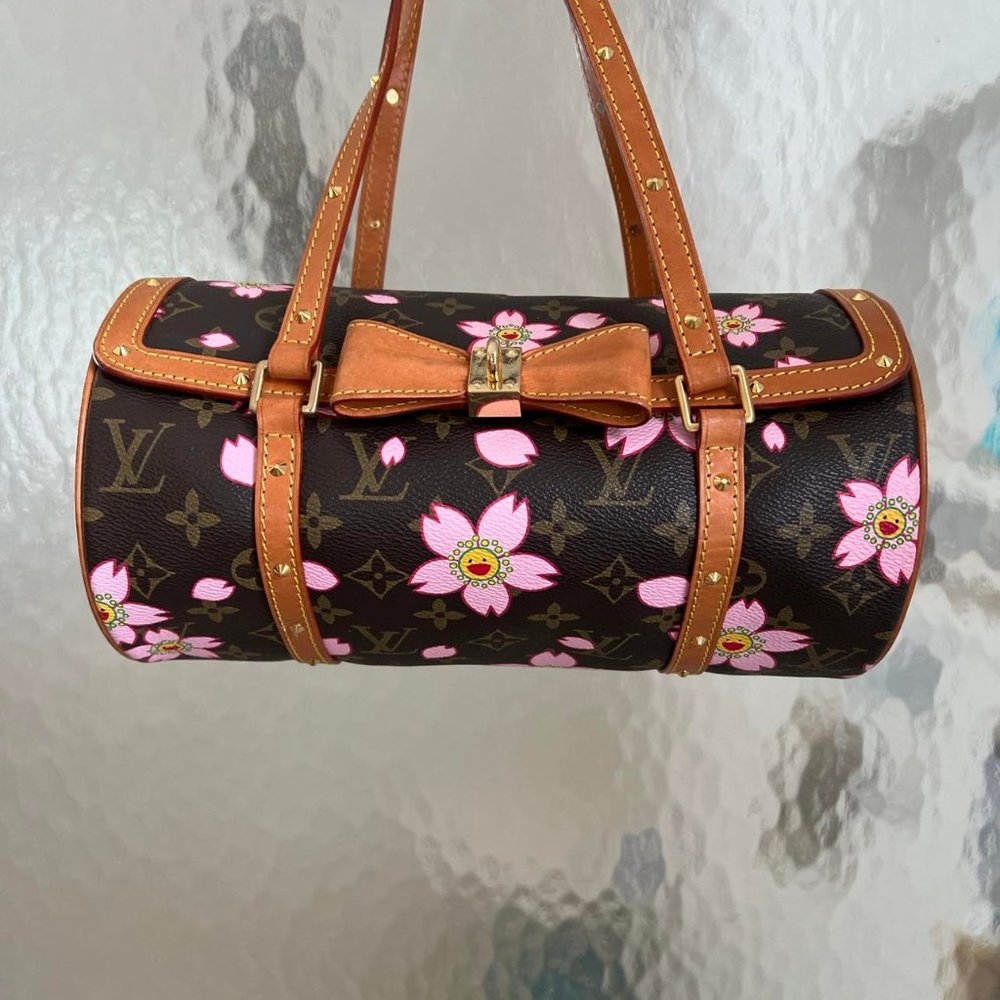 LOUIS VUITTON M92009 Murakami Papillon GM Monogram Cherry Blossom Hand Bag